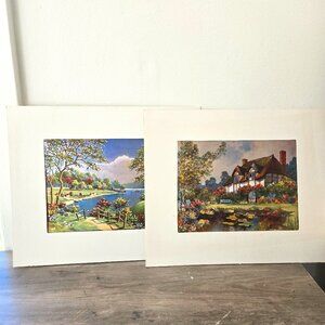 3 For 75 ๐ฅณ๐ฅ Vintage 1970s Foil Prints - Cottages & Scenery - Set of 2